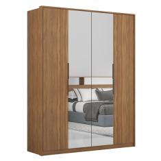 Guarda Roupa Casal Attore D02 4 Portas de Bater 3 Gavetas MDP com Espelhos Amendola Touch Mpozenato