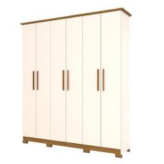 Guarda Roupa Casal Cover 6 Portas 3 Gavetas MDP-MDF Off White Nature Móveis Henn