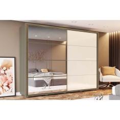 Guarda Roupa Casal Cavic 4 Portas Bater e Correr 6 Gavetas MDF-MDP Duna-Off White Henn