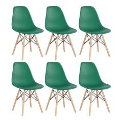 Kit - 6 x cadeiras Charles Eames Eiffel DSW - Base de madeira clara