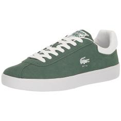Lacoste Tênis masculino Baseshot, Verde escuro/branco, 42