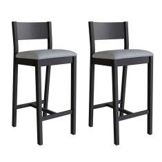 conjunto com 2 banquetas manu algodão cinza e preta