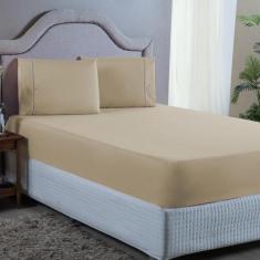 Jogo de Cama Casal com Elástico e Fronha 400 Fios com Ponto Palito 3 P