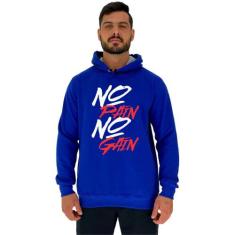 Blusa Moletom Tradicional Com Touca MXD Conceito No Pain No Gain, Azul