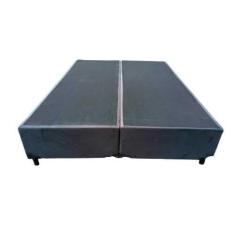 Base Box Queen Bipartido Blindado Suede Cinza