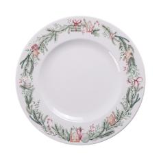 Prato Panetone Noite Feliz Em Porcelana Decorada 28 Cm Tramon