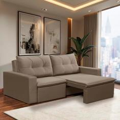 Sofá Retrátil 2 Lugares 1,80m Luna Suede Cappuccino Adonai Estofados