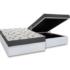 Conjunto Box Baú Casal Colchão Espuma Ortobom D33 Light Saúde + Base Crc Courano White 138x188