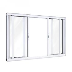 Janela de Alumínio Correr Abertura Central 2 Folhas Móveis e 2 Fixas 100x120 Lucasa Branco