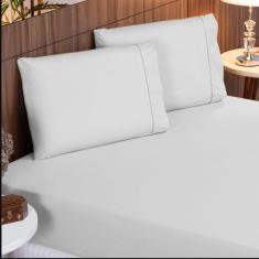 Jogo De Lençol Cama Casal 400 Fios  Ponto Palito 3 Peças Casal Royal Casa Dona
