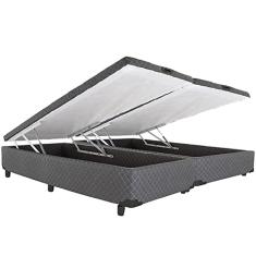 Cama Box QUEEN SIZE Dabe Bau Pistão Frontal Cinza – 158x198 (Bipartido) - Queen Size