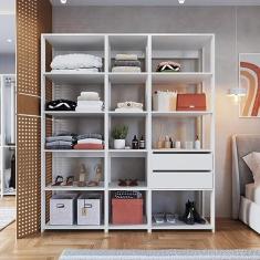 Guarda Roupa Closet 3 Peças com 2 Gavetas e 14 Nichos Easy Branco