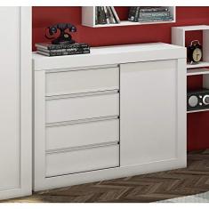 Cômoda 1 Porta de Correr 4 Gavetas Móveis Percasa Branco