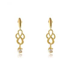 Brinco Médio Trabalhado Com Pérola Trabalhada Folheado [f027]