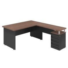 Mesa Em L 1.8 Brasil Noce Preto