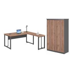 Mesa Em L E Armário Jony Noce Preto