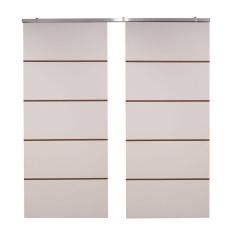 Porta Dupla Branco Prime Frisada Kit Alumínio F03 - 210x120