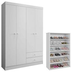 Guarda Roupa Louise E Sapateira Laís Branco Brilho - Ajl