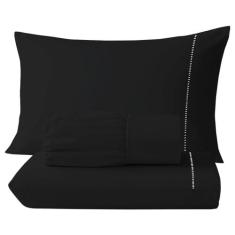Jogo de Lençol 3 Peças 400 Fios Ponto Palito Cama Solteiro Casal Queen