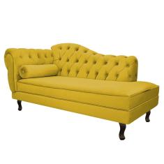 Divã Recamier Diana Lado Direito 120 Cm Suede Amarelo
