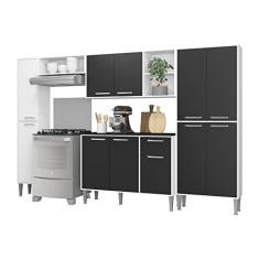 Cozinha Compacta Multimóveis Xangai Classic com Armário e Balcão Branca/preta