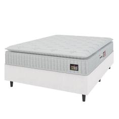 Cama Box Colchão Casal Espuma D33 Vangogh Pillow Top 138x188x67cm Linho Branco Hellen Branco