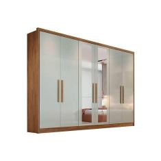 Guarda Roupa Casal 6 Portas E 6 Gavetas C/ Espelho Robust Plus Freijo Cumaru C/ Fendi - Novo Horizonte