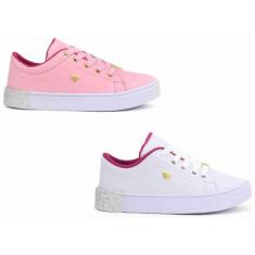 Tênis Juvenil Para Crianças Meninas Kit Dois Pares Infantil Escolar So