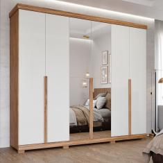 Guarda Roupa Casal com Espelho e Pés 6 Portas 100 MDF Guarapari Panan