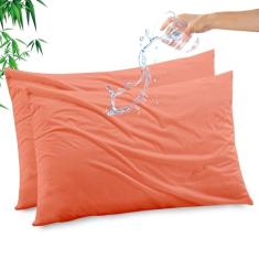 Gogreen Protetor de travesseiro impermeável de raiom de bambu, capa de travesseiro respirável, protetor de travesseiro refrescante com zíper, capa de travesseiro super macia com zíper (2 pacotes