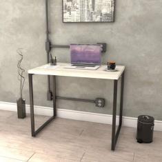 Conjunto Home Office 2 Peças Com 1 Escrivaninha E 1 Estante 5 Prateleiras Kuadra Compace Snow