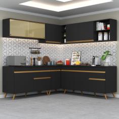 Cozinha Completa De Canto Veneza Gb Mp2061 Com Armário E Balcão Preta
