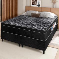 Cama Box Queen Portobel + Colchão Queen Portobel Diplomata Orthopedic Com Espuma D-45 65x158x198 Cm Preto