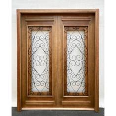 Porta Dupla Madeira Maciça/ferro Completa 166x213x18cm Cedro Rosa Madeira