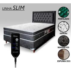Cama Box Casal Magnético D33 Com Massageador e Controle + Cabeceira Co
