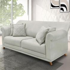 Sofá Decorativo 160cm 2 Lugares com 4 Almofadas Base Madeira Armstrong Veludo Prata G63 - Gran Belo