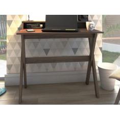 Escrivaninha Mesa para Computador Retrô 3 Nichos Itália Nogal  Artany