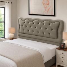 Cabeceira Cama Box Estofada Madeira Queen Size Sofia - D'Julia, Capucc