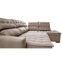 Sofá de Canto Direito 2,65x2,30m Retrátil e Reclinável com Molas Ensacadas Cama inBox Nobre.