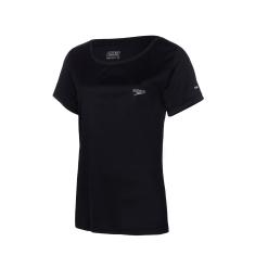 Speedo T-shirt Interlock Canoa, Camiseta Manga Curta Feminino, Preto (Black), P