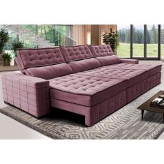 Sofá Retrátil E Reclinável 3,85m Cama Inbox Big Puffer Com So