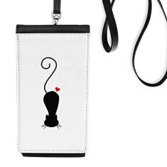 Bolsa tipo carteira para celular em formato de coração com formato de gato com bolso preto