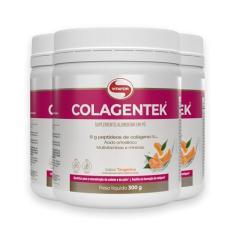 Kit 3 Colagentek Vitafor 300g Tangerina