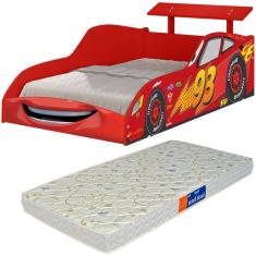 Cama Carro Solteiro com Colchão McVeloz Vermelho