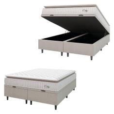 Cama Box Colchão Baú Casal Queen Molas Ensacadas City Pillow Top 158x64cm Branco/bege Hellen Branco/bg