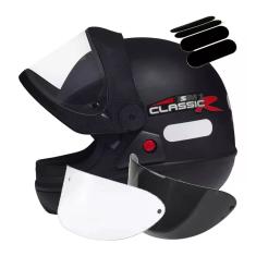 Capacete San Marino Classic Preto Fosco 2 Viseiras Extra Adesivo