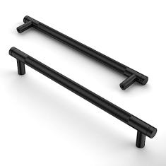 Asidrama Pacote com 10 puxadores de armário pretos foscos, puxadores de armário serrilhados, puxadores de armário de cozinha para puxadores de gaveta de armário