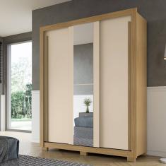 Guarda Roupa Casal Dallas 3 Portas 2 Gavetas com Espelho I01 - Clique Chique Móveis