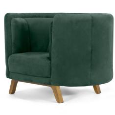 Poltrona Decorativa Para Sala de Estar Base de Madeira Ferrara Veludo 