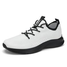 VAMJAM Tênis de corrida masculino, moderno, leve, respirável, tricotado, cadarço, malha, caminhada, treino, casual, esportivo, Branco e preto 022, 41